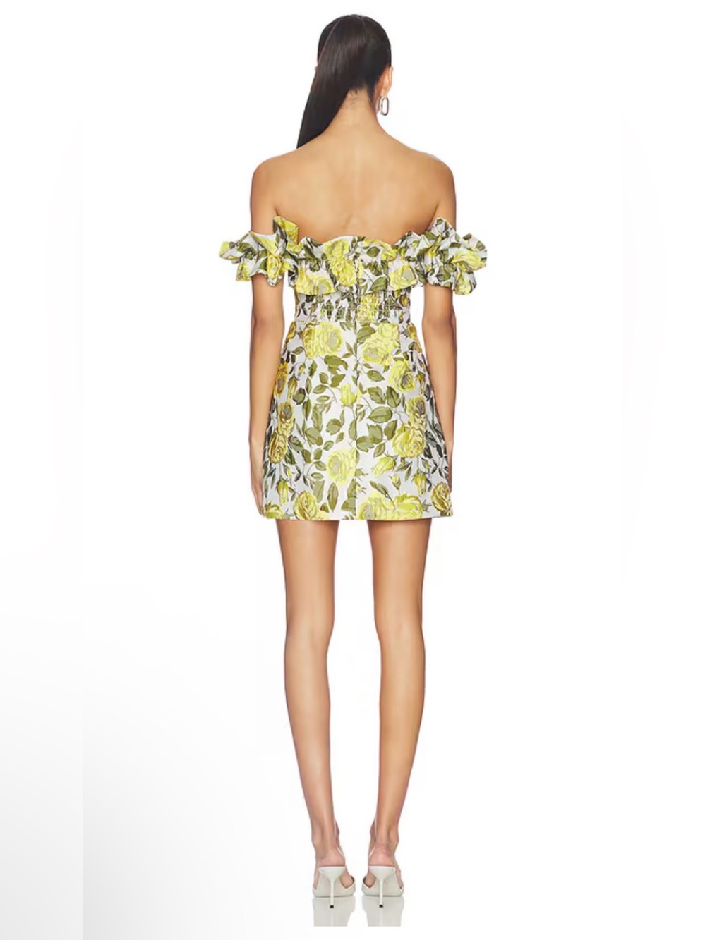 Katie May Off-Shoulder Floral Mini Dress in Yellow and Green Sz Medium NWT - Picture 2 of 3